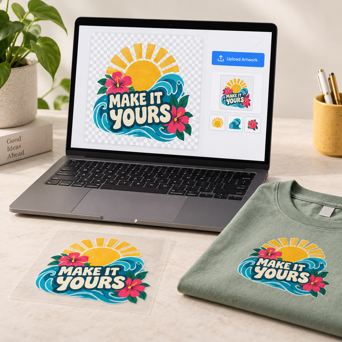 Upload your artwork & build your sheet.